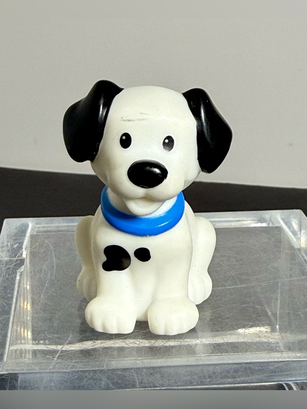 Fisher-Price Little People Black & White Puppy Dog Blue Collar Figure 2012 VHTF